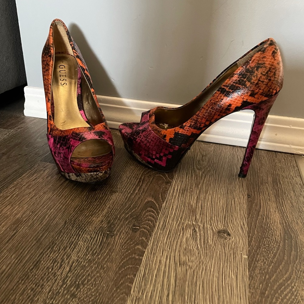 Snake Print Guess High Heels